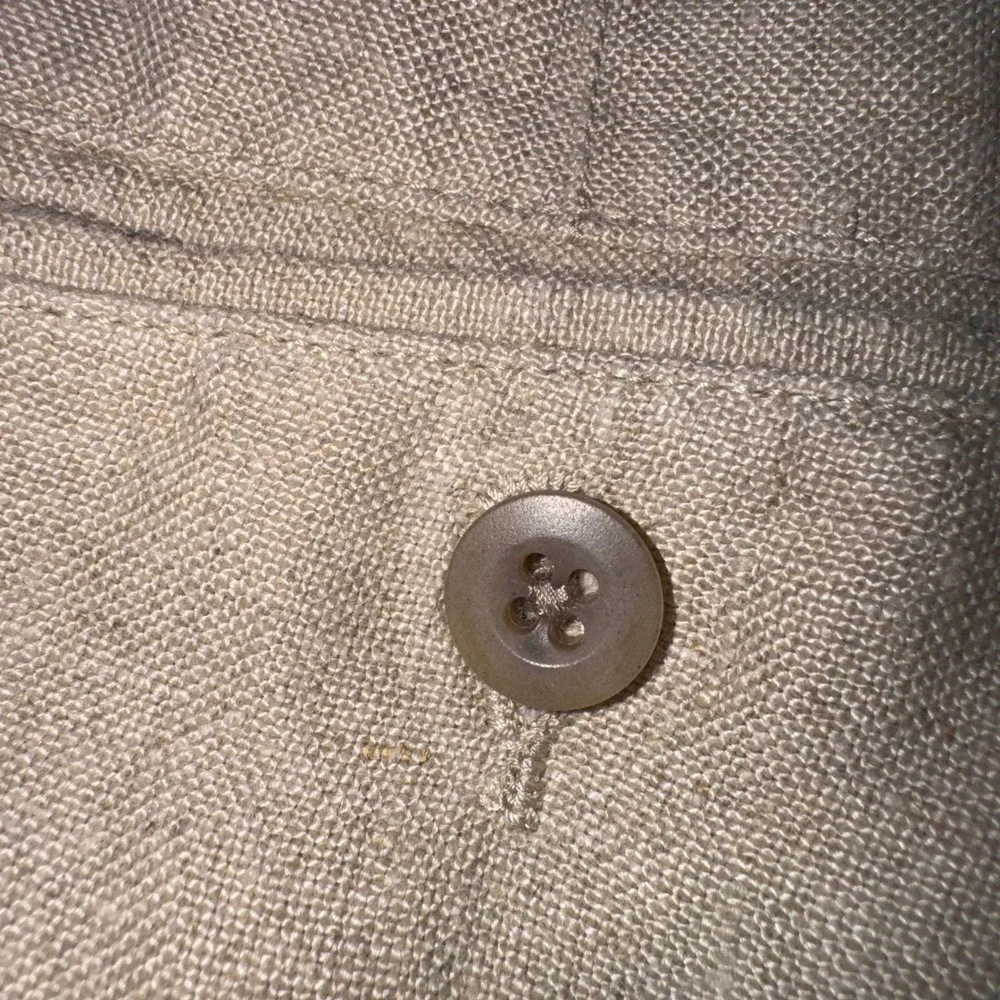 Eddie Bauer Mens 38x30 Beige 100% Linen Double Pleated Straight Leg Pants